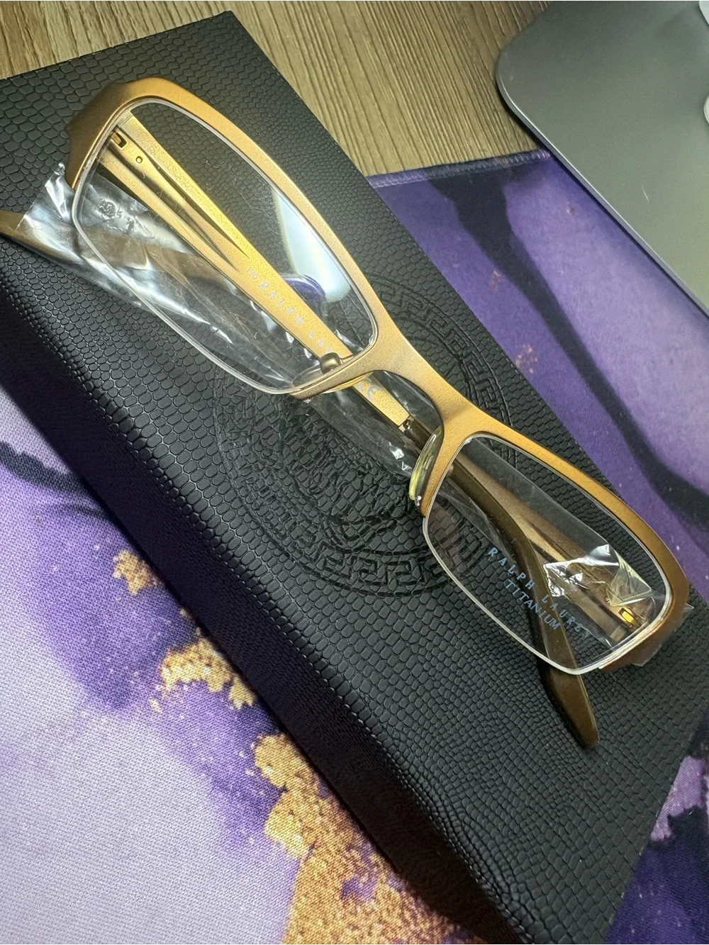 Vintage Ralph Lauren Titanium Eyeglasses in Metallic Bronze